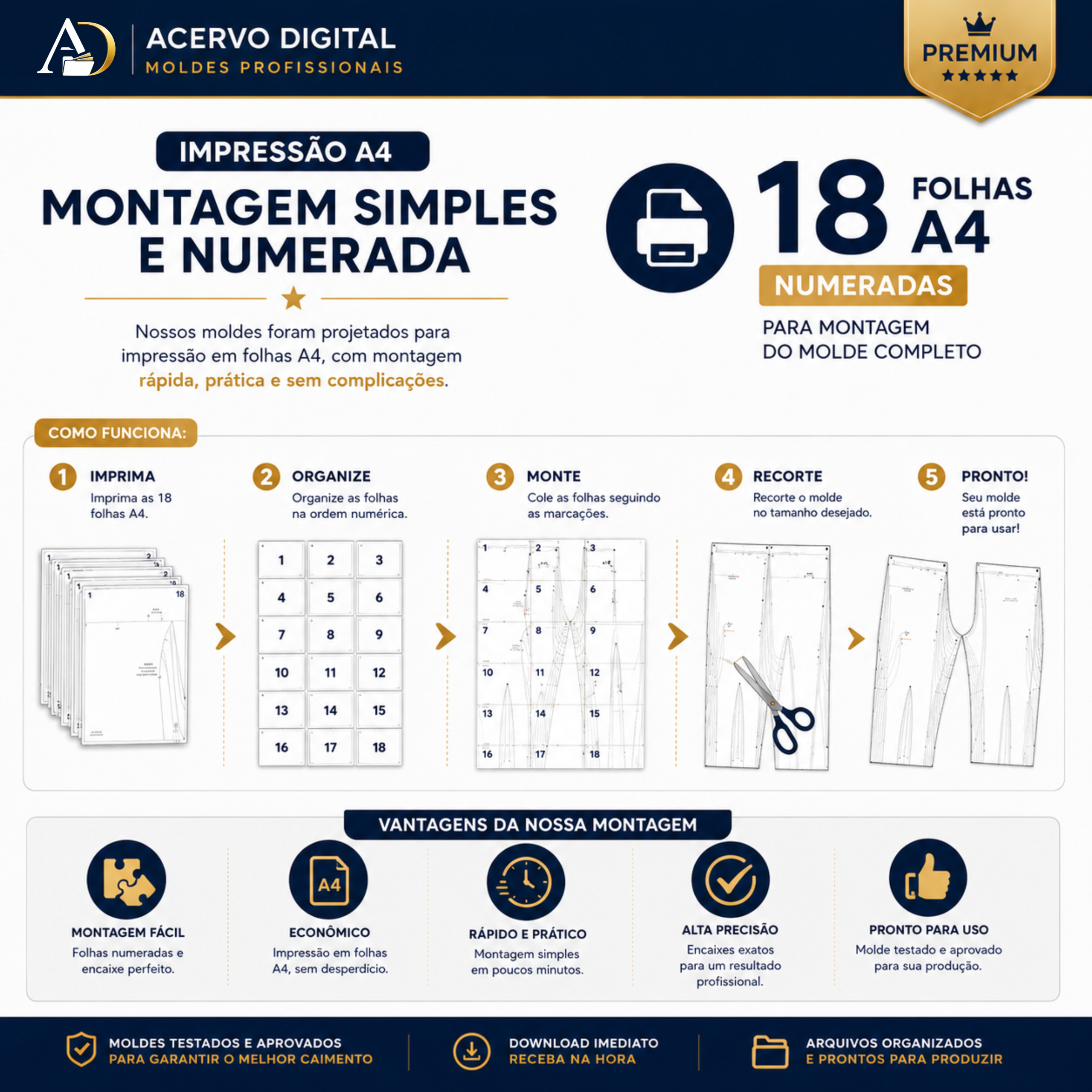 Molde Digital Calça Pijama Infantil Longa (2 ao 16 anos) | PDF + Corel + Referência - Imagem 4