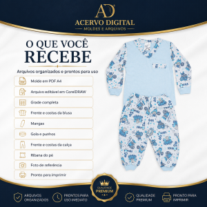 Molde Digital Conjunto Pijama Bebê – P ao GG