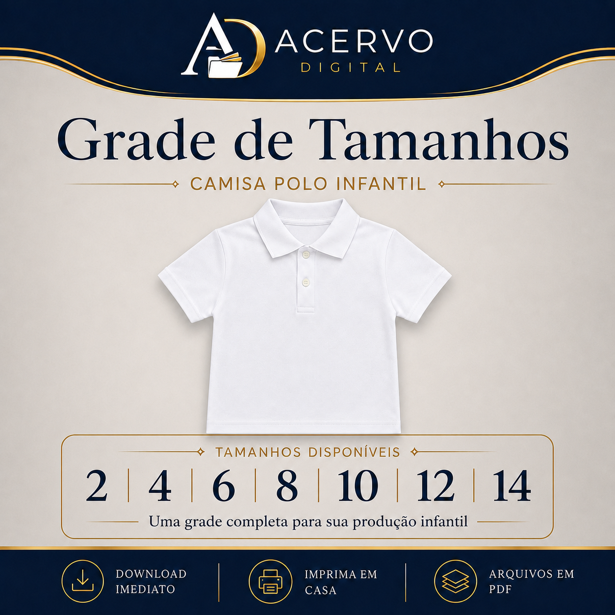 Molde Digital Camisa Polo Infantil Manga Curta com Guia de Montagem — Tamanhos 2 ao 14 - Imagem 3