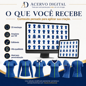 Kit com 33 Mockups de Camisetas e Camisas Femininas — Arquivos Editáveis em TIF