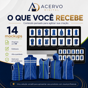 Kit com 14 Mockups de Coletes — Arquivos Editáveis em TIF