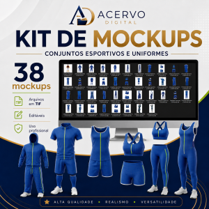 Kit com 38 Mockups de Conjuntos Esportivos e Uniformes — Arquivos Editáveis em TIF