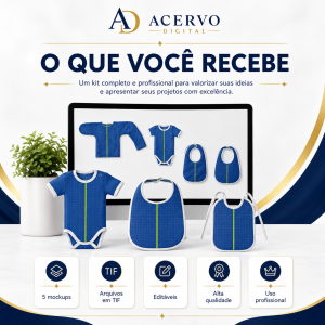 Kit com 5 Mockups de Moda Infantil — Arquivos Editáveis em TIF