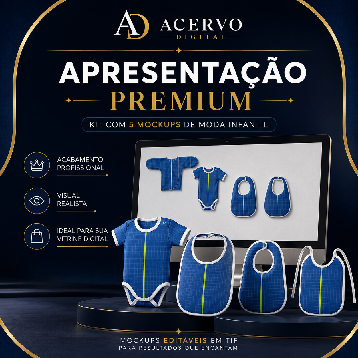 Kit com 5 Mockups de Moda Infantil — Arquivos Editáveis em TIF - Imagem 5