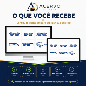 Kit com 6 Mockups de Óculos — Arquivos Editáveis em TIF