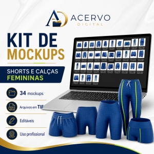 Kit com 34 Mockups de Shorts e Calças Femininas — Arquivos Editáveis em TIF