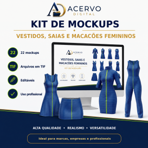 Kit com 22 Mockups de Vestidos, Saias e Macacões Femininos — Arquivos Editáveis em TIF