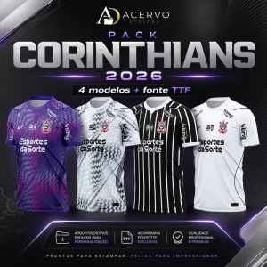 PACK Corinthians 2026 — 4 Artes de Camisas + Fonte TTF | CDR, PDF e PNG