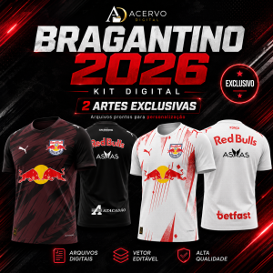 PACK Red Bull Bragantino 2026 — 2 Artes de Camisas | CDR, PDF e PNG