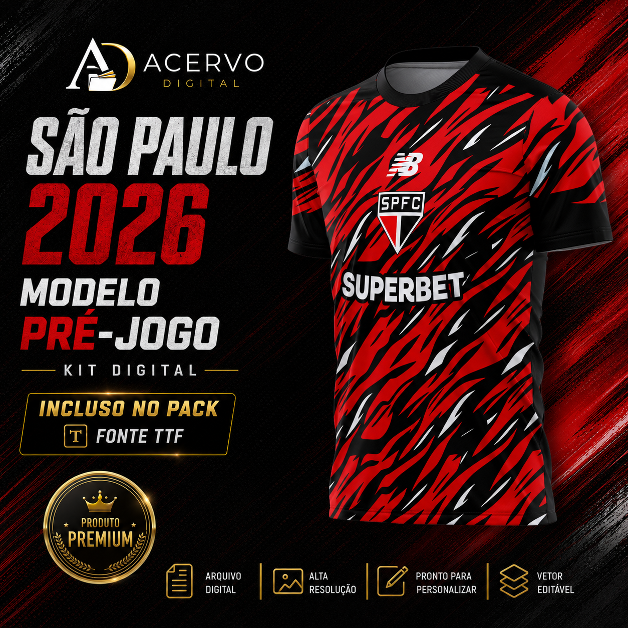 PACK São Paulo 2026 — 2 Artes de Camisas + Fonte TTF | CDR, PDF e PNG - Imagem 4