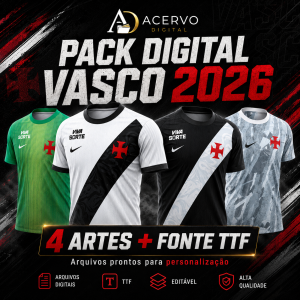 PACK Vasco da Gama 2026 — 4 Artes de Camisas + Fonte TTF | CDR, PDF e PNG