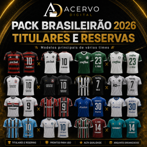 PACK Brasileirão 2026 — 42 Artes de Camisas de 17 Clubes + Fontes TTF | CDR, PDF e PNG