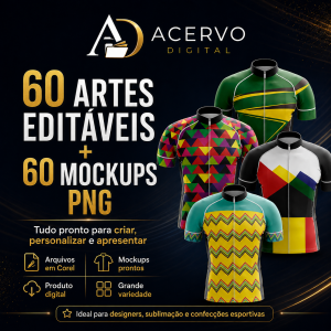 Pack Premium 60 Artes para Camisas de Ciclismo – Corel + 60 Mockups PNG